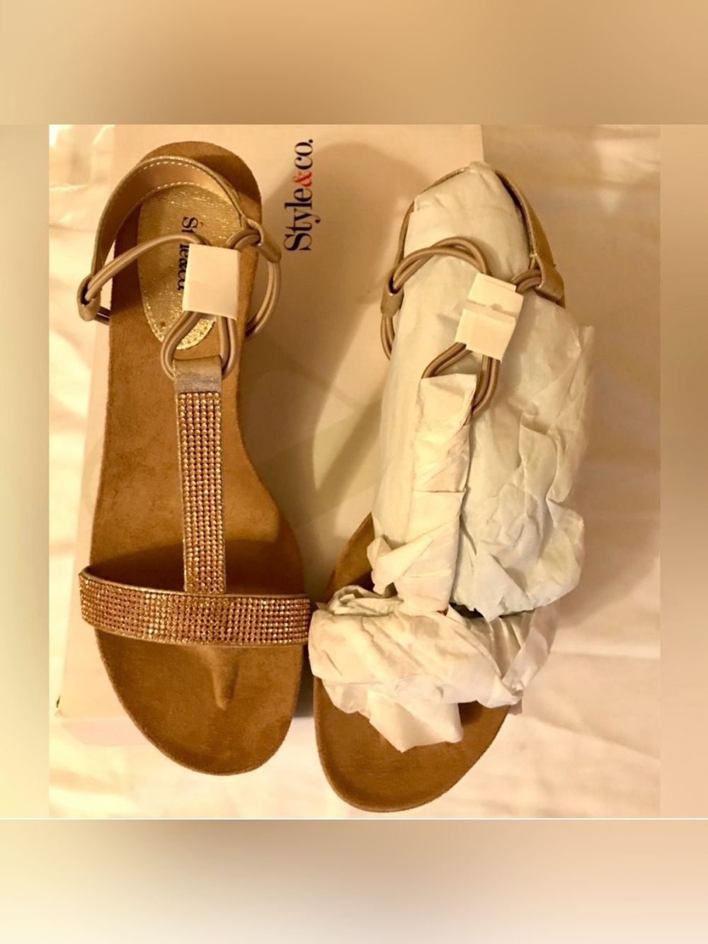 Gold Style & Co. Mulan Sandals NWOT Size 7.5